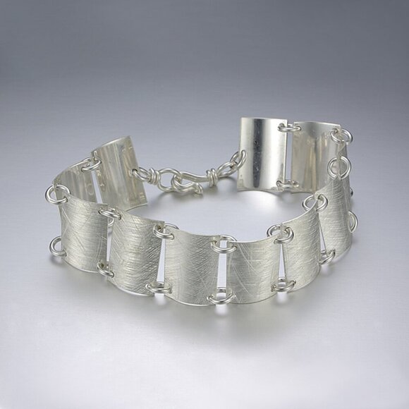 Sterling Silver‎ Bracelet Modernist Panel Toggle Clasp Handmade Artisan - Picture 1 of 3